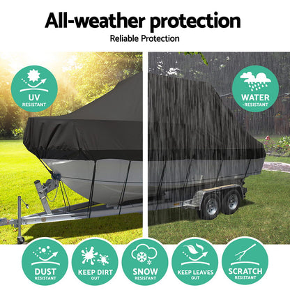 Seamanship 19–21ft Heavy Duty Trailerable Boat Cover – 600D Marine Grade Black