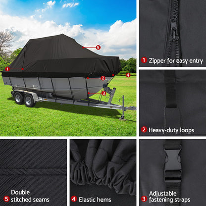 Seamanship 19–21ft Heavy Duty Trailerable Boat Cover – 600D Marine Grade Black