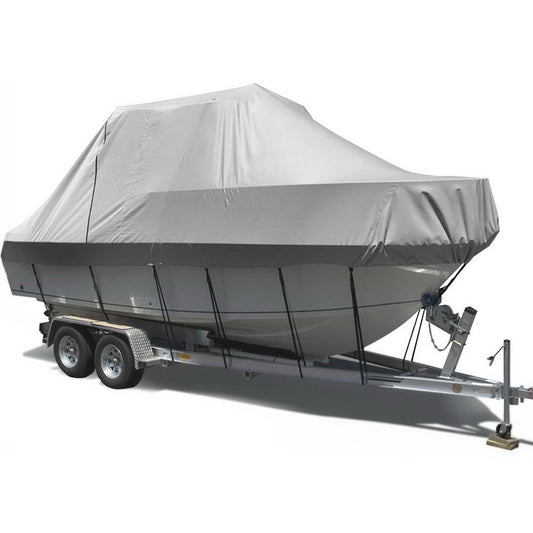 Seamanship 21–23ft Boat Cover – Heavy Duty 600D Trailerable Marine Tarp (Grey)