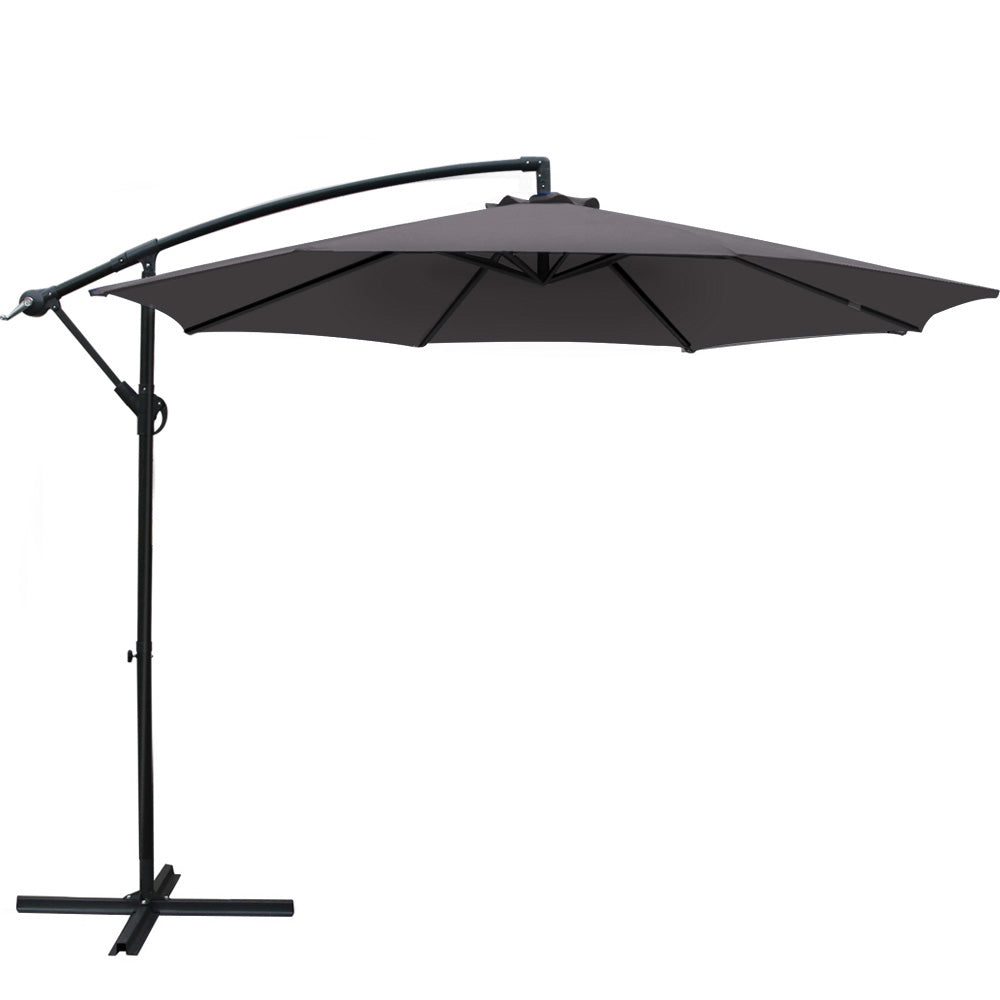 Instahut 3m Cantilever Outdoor Umbrella – Charcoal Shade for Patio, Garden & Beach