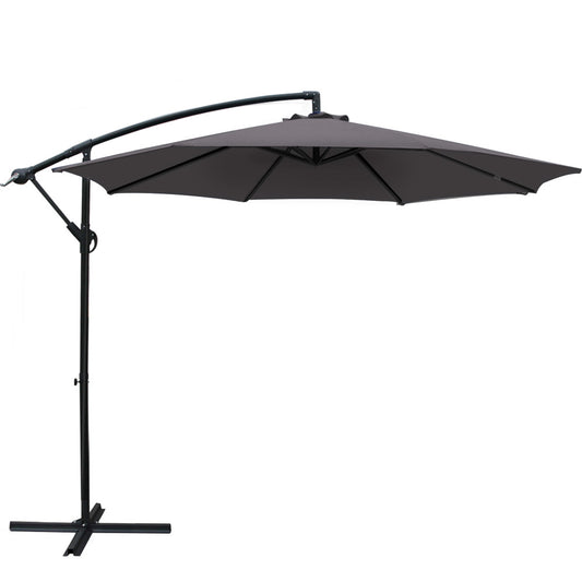 Instahut 3m Cantilever Outdoor Umbrella – Charcoal Shade for Patio, Garden & Beach