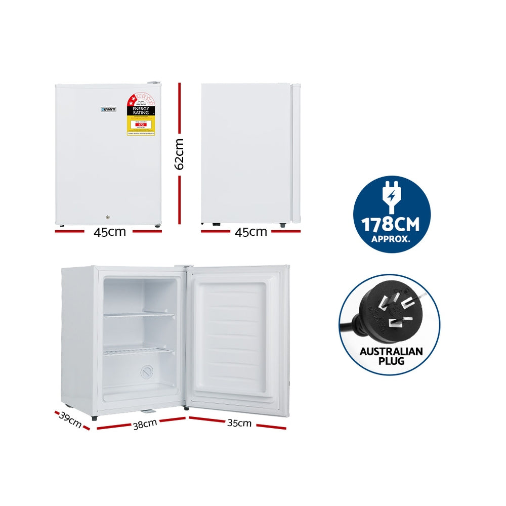 Devanti 60L Upright Freezer – Compact Fridge White for Home, Office, or Caravan Use