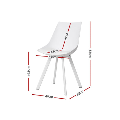 Artiss Set of 2 Dining Chairs – White PU Leather & Plastic with Metal Legs