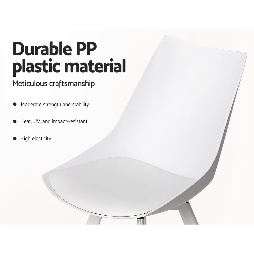 Artiss Set of 2 Dining Chairs – White PU Leather & Plastic with Metal Legs