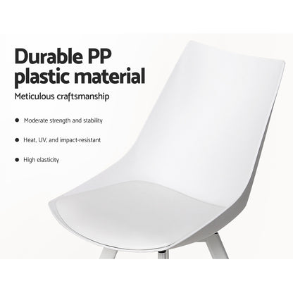 Artiss Set of 2 Dining Chairs – White PU Leather & Plastic with Metal Legs