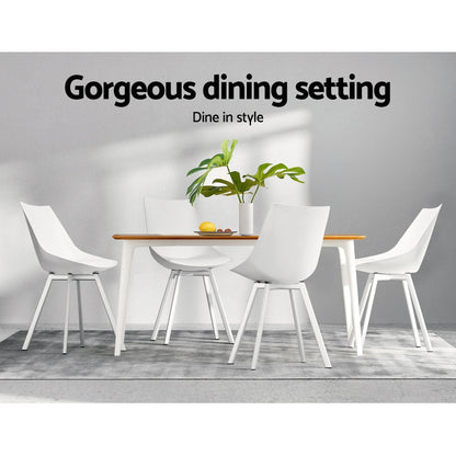 Artiss Set of 2 Dining Chairs – White PU Leather & Plastic with Metal Legs