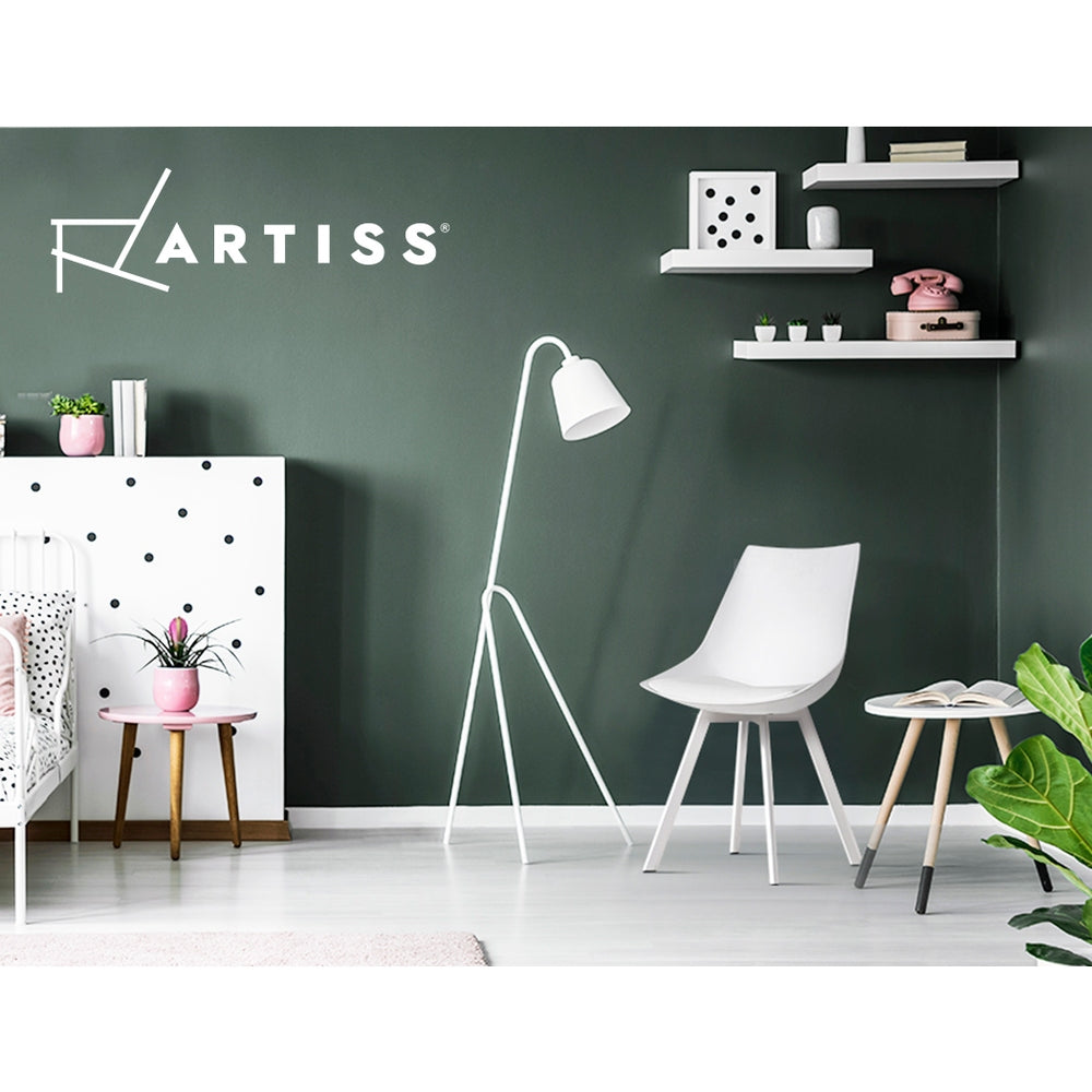 Artiss Set of 2 Dining Chairs – White PU Leather & Plastic with Metal Legs