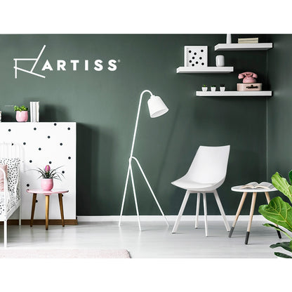 Artiss Set of 2 Dining Chairs – White PU Leather & Plastic with Metal Legs