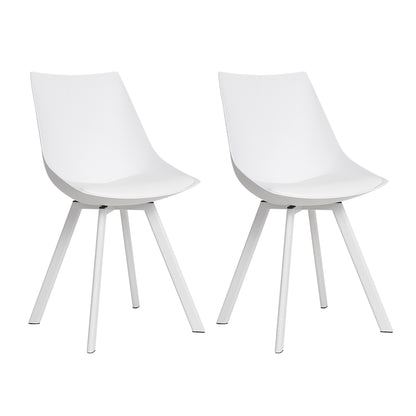 Artiss Set of 2 Dining Chairs – White PU Leather & Plastic with Metal Legs