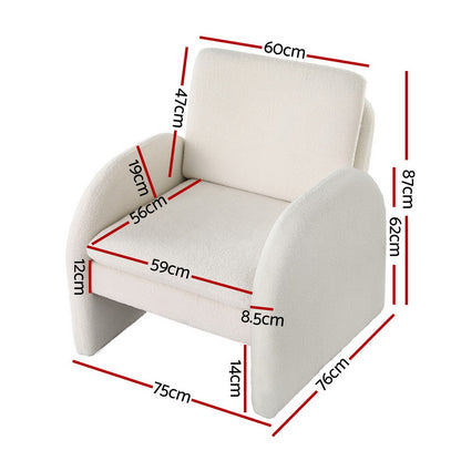 Prestigious Homeware™ Cloud Armchair Accent Chair Lounge Tub Sofa Couch Curved Arm Seat Boucle White