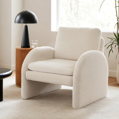 Prestigious Homeware™ Cloud Armchair Accent Chair Lounge Tub Sofa Couch Curved Arm Seat Boucle White