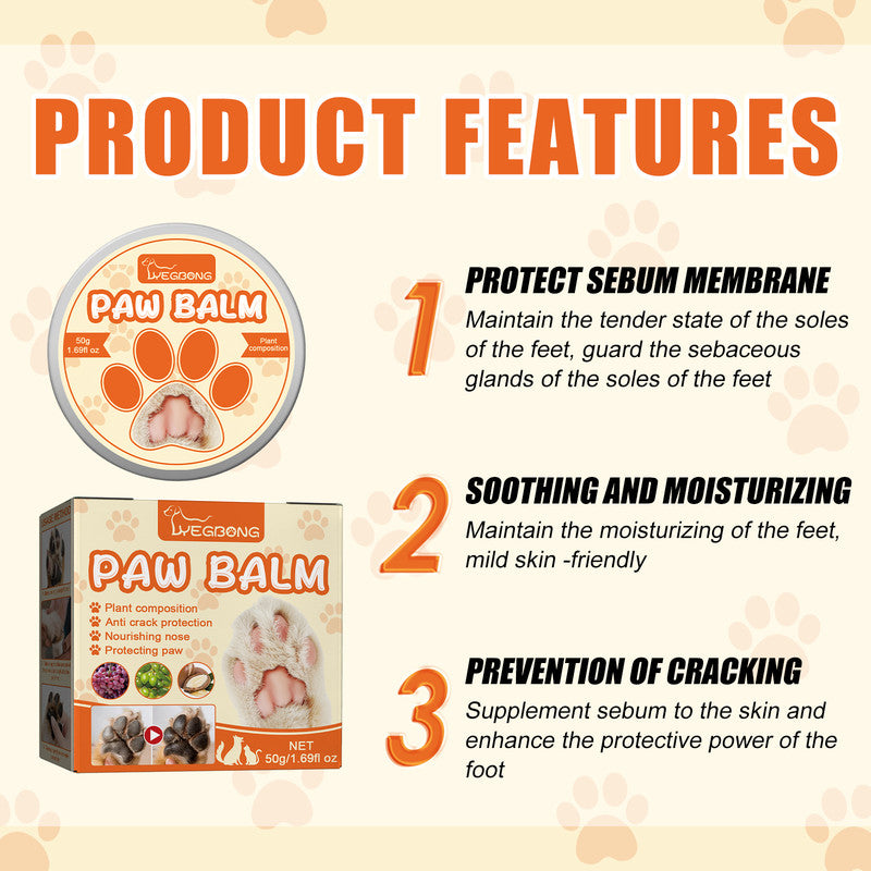 Yegbong Pet Moisturizing Paw Care Cream, Cats And Dogs Universal Moisturizing Feet Soles Meat Pad Cracked Care Cream