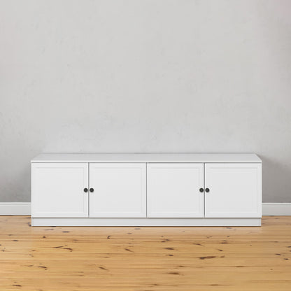 BUCHAREST TV UNIT- WHITE - HAMPTONS - ROUND BLACK