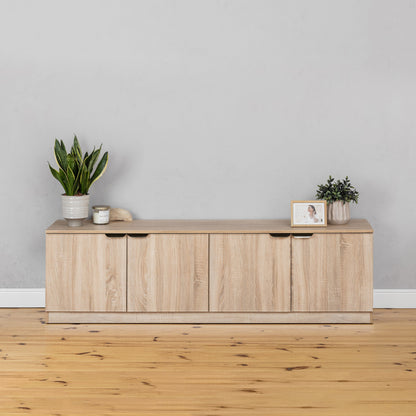 BUCHAREST TV UNIT- NATURAL OAK - SLIM - PULL BLACK