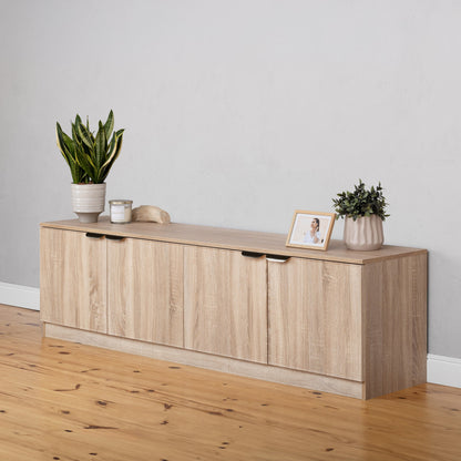 BUCHAREST TV UNIT- NATURAL OAK - SLIM - PULL BLACK