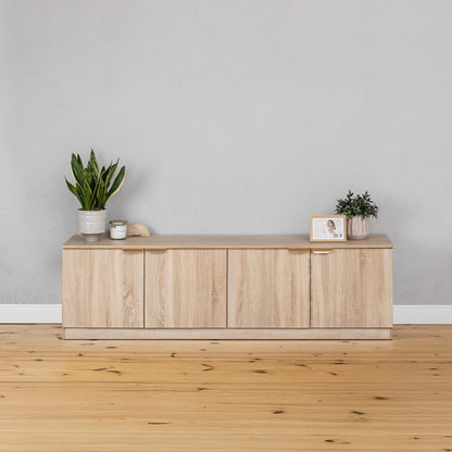 BUCHAREST TV UNIT- NATURAL OAK - SLIM - PULL BRASS