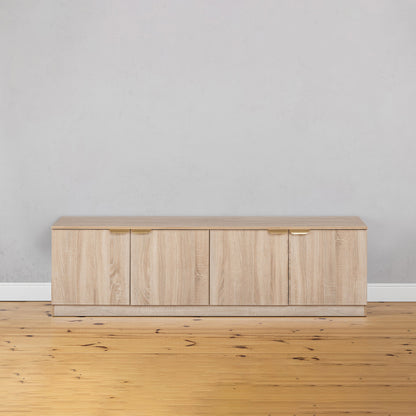 BUCHAREST TV UNIT- NATURAL OAK - SLIM - PULL BRASS