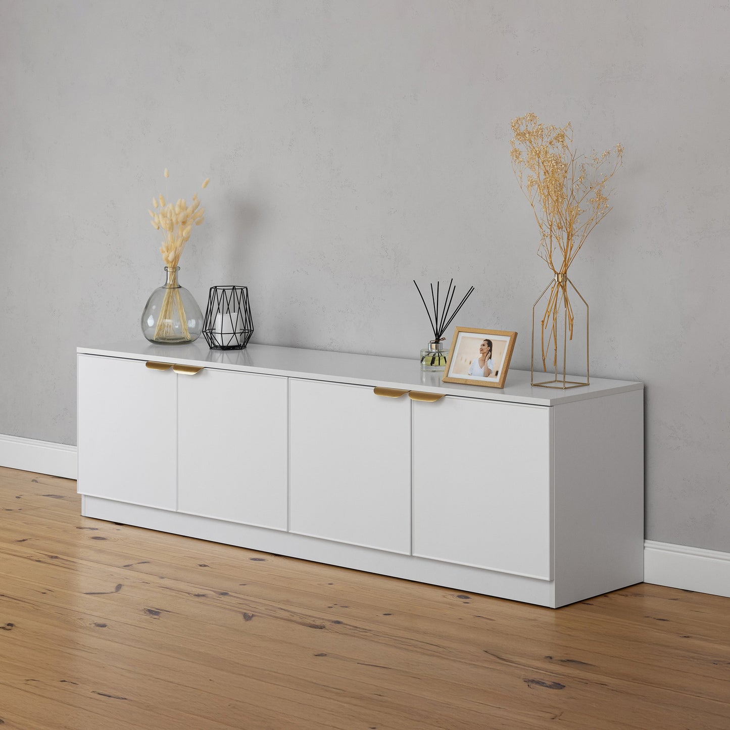 BUCHAREST TV UNIT- WHITE - SLIM - PULL BRASS