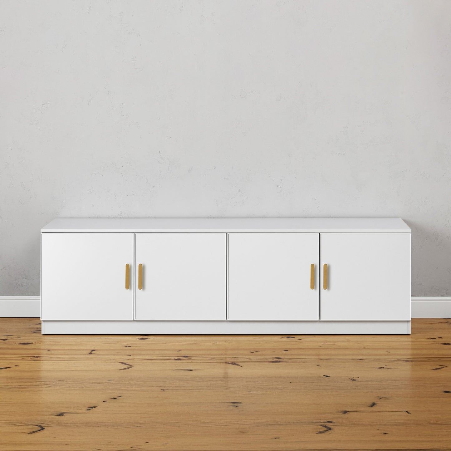 BUCHAREST TV UNIT- WHITE - SLIM - OVAL BRASS