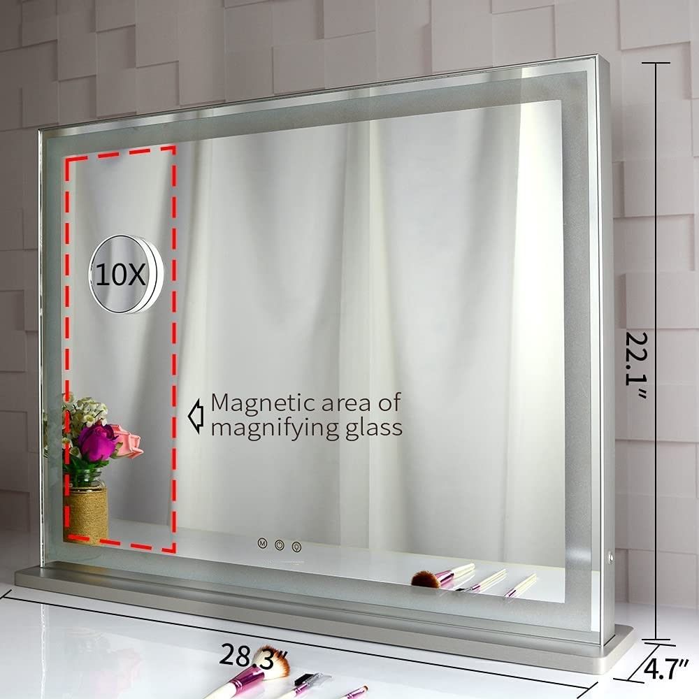 Braneit™ Hollywood LED Makeup Mirror with Smart Touch Control and 3 Colors Dimmable Light (72 x 56 cm)