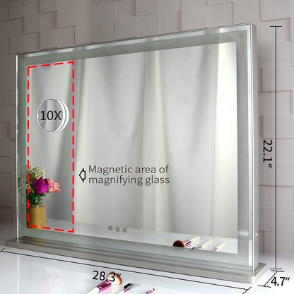 Braneit™ Hollywood LED Makeup Mirror with Smart Touch Control and 3 Colors Dimmable Light (72 x 56 cm)