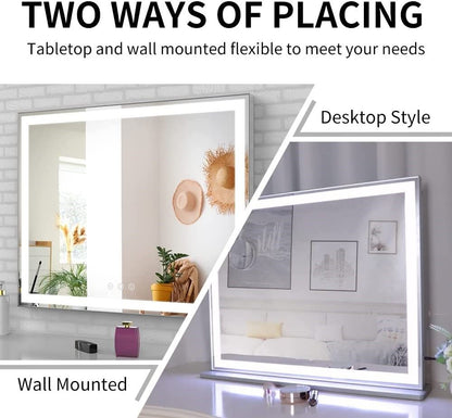 Braneit™ Hollywood LED Makeup Mirror with Smart Touch Control and 3 Colors Dimmable Light (72 x 56 cm)