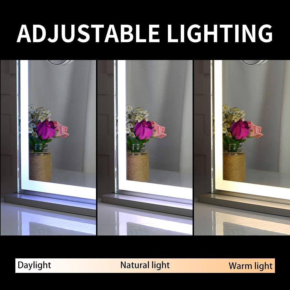 Braneit™ Hollywood LED Makeup Mirror with Smart Touch Control and 3 Colors Dimmable Light (72 x 56 cm)