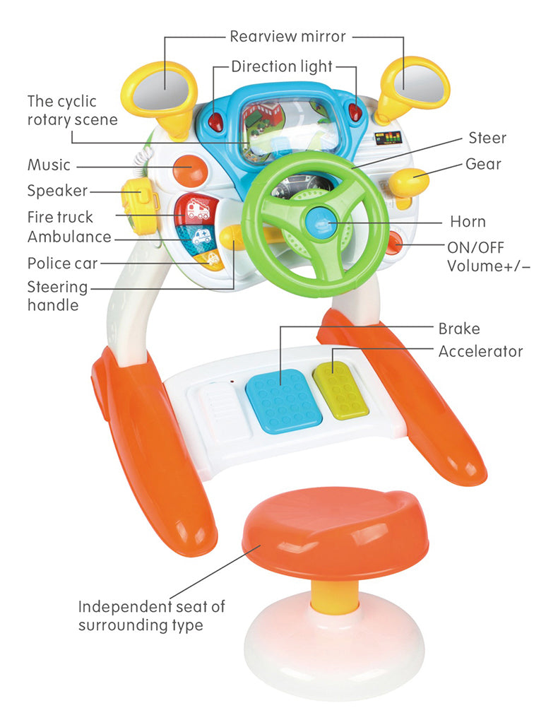 Baby Sensory Driving Simulation Toy – Interactive Play with Music & Light Effects