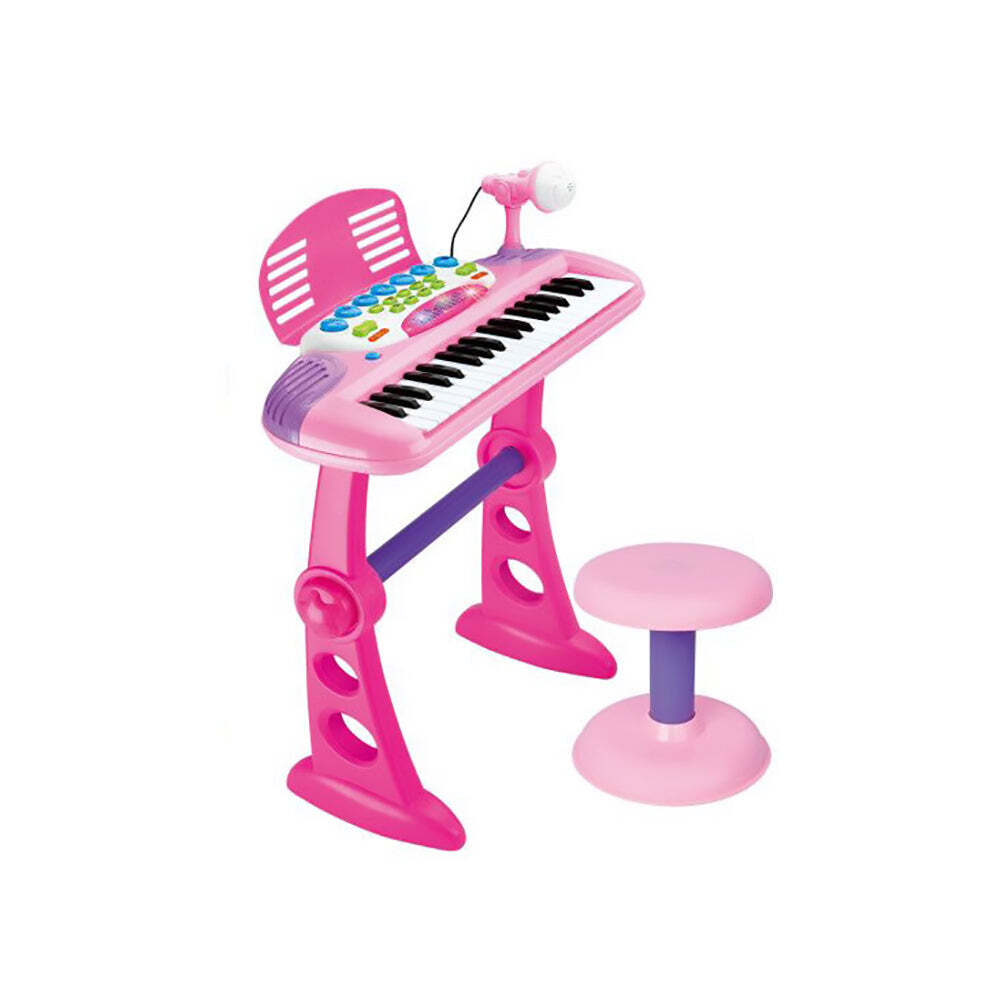 Kids Electronic Keyboard with Stand – Pink Musical Instrument Toy for Beginners