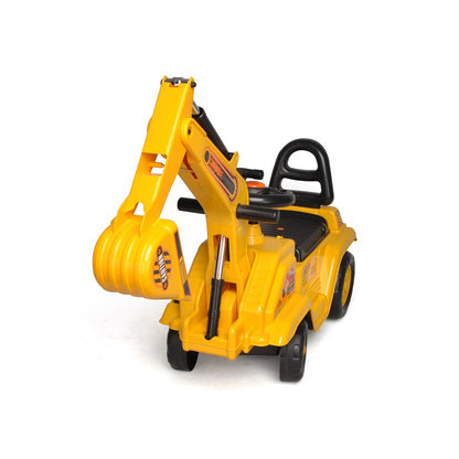 Kids Ride-On Excavator – Yellow Construction Toy with Dual Levers for Scooping