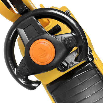 Kids Ride-On Excavator – Yellow Construction Toy with Dual Levers for Scooping