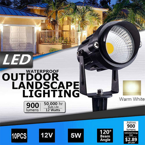 10X 12V LED Spotlights – Warm White Waterproof Garden Landscape Lights