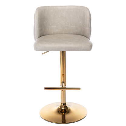 Braneit™ Set of 2 Beige Faux Leather Swivel Bar Stools – Golden Base & Modern Design