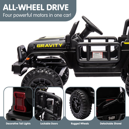 Kahuna S619 Gravity Kids Electric Ride-On Car – Black with Remote & 12V Battery
