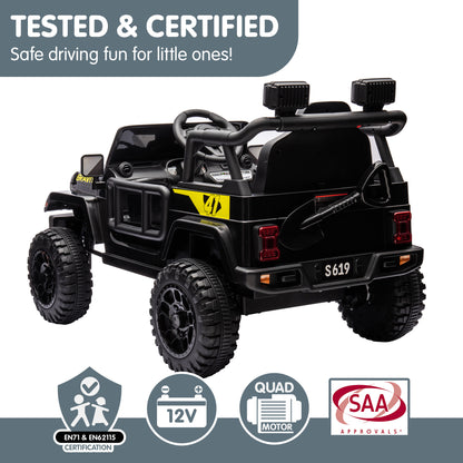 Kahuna S619 Gravity Kids Electric Ride-On Car – Black with Remote & 12V Battery