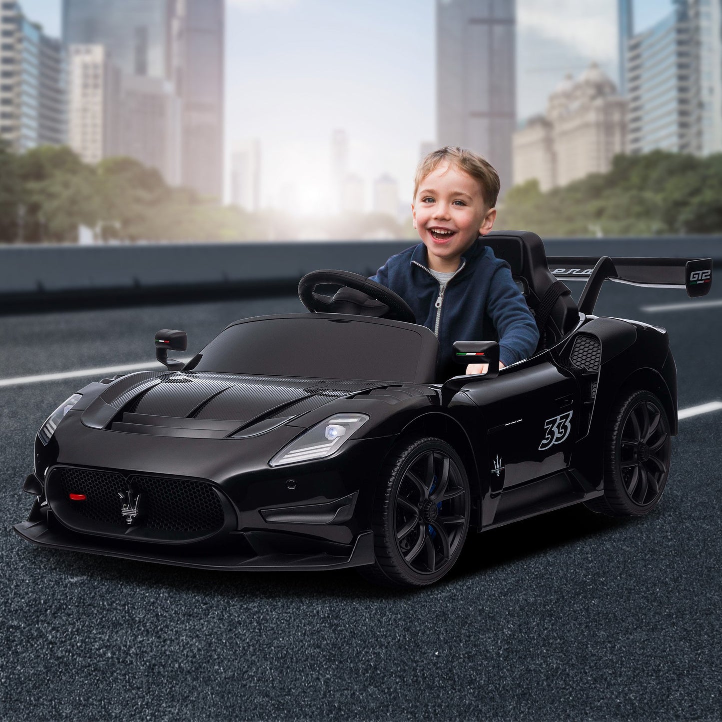 Kahuna Maserati MC20 GT2 Licensed Kids Electric Ride-On Race Car – Black 12V with Remote