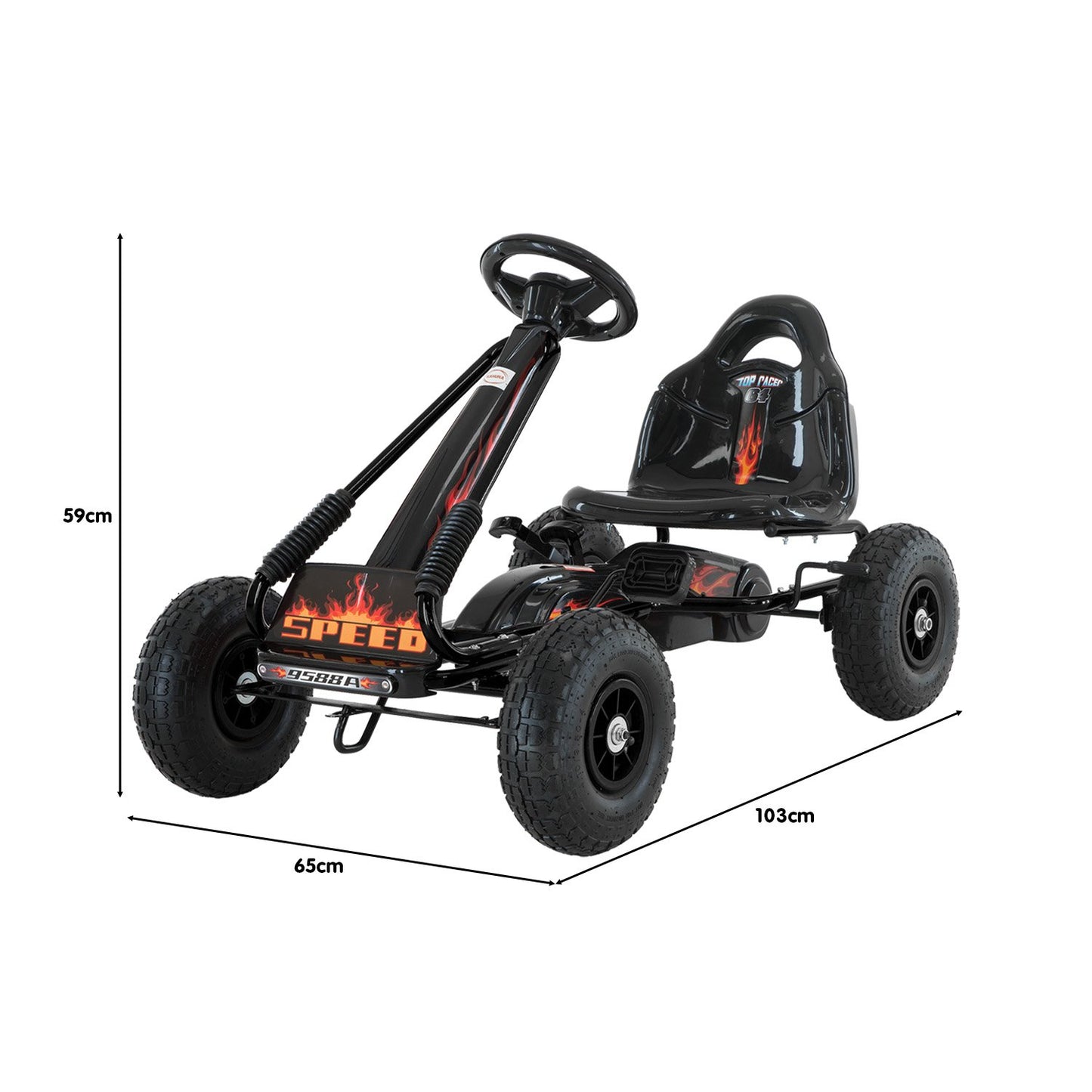 Kahuna G95 Kids Pedal-Powered Go Kart – Black Ride-On Racing Car