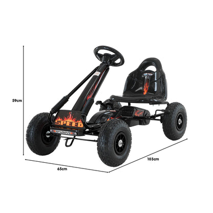 Kahuna G95 Kids Pedal-Powered Go Kart – Black Ride-On Racing Car