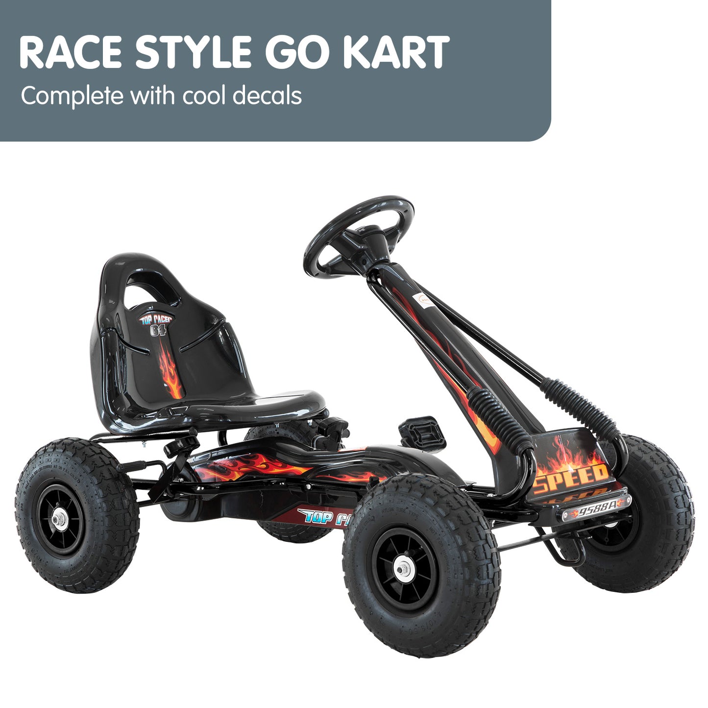 Kahuna G95 Kids Pedal-Powered Go Kart – Black Ride-On Racing Car
