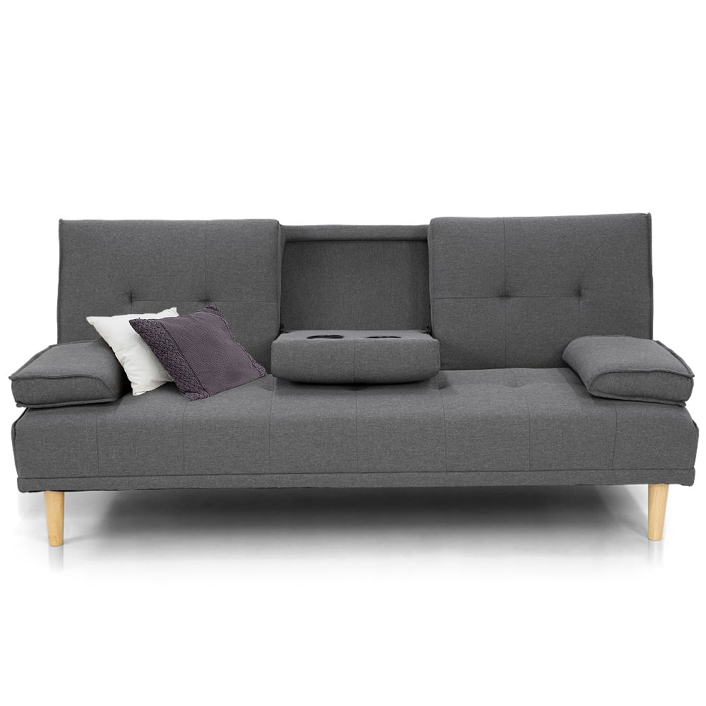 Braneit™ Sarantino Rochester Linen Fabric Sofa Bed – Dark Grey Futon Lounge Couch