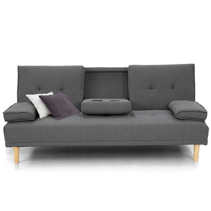 Braneit™ Sarantino Rochester Linen Fabric Sofa Bed – Dark Grey Futon Lounge Couch