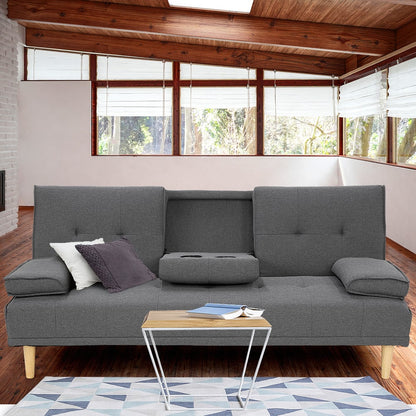 Braneit™ Sarantino Rochester Linen Fabric Sofa Bed – Dark Grey Futon Lounge Couch