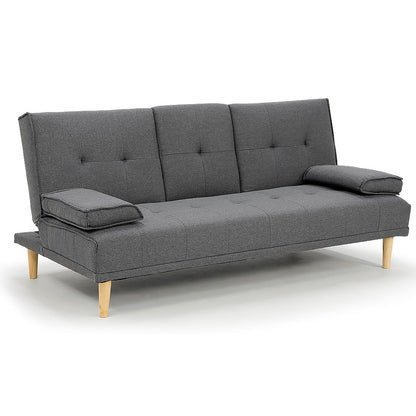 Braneit™ Sarantino Rochester Linen Fabric Sofa Bed – Dark Grey Futon Lounge Couch