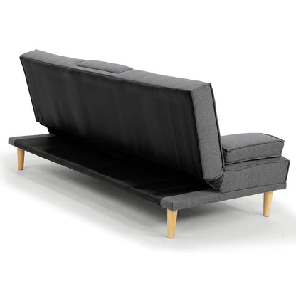 Braneit™ Sarantino Rochester Linen Fabric Sofa Bed – Dark Grey Futon Lounge Couch
