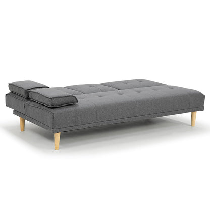 Braneit™ Sarantino Rochester Linen Fabric Sofa Bed – Dark Grey Futon Lounge Couch