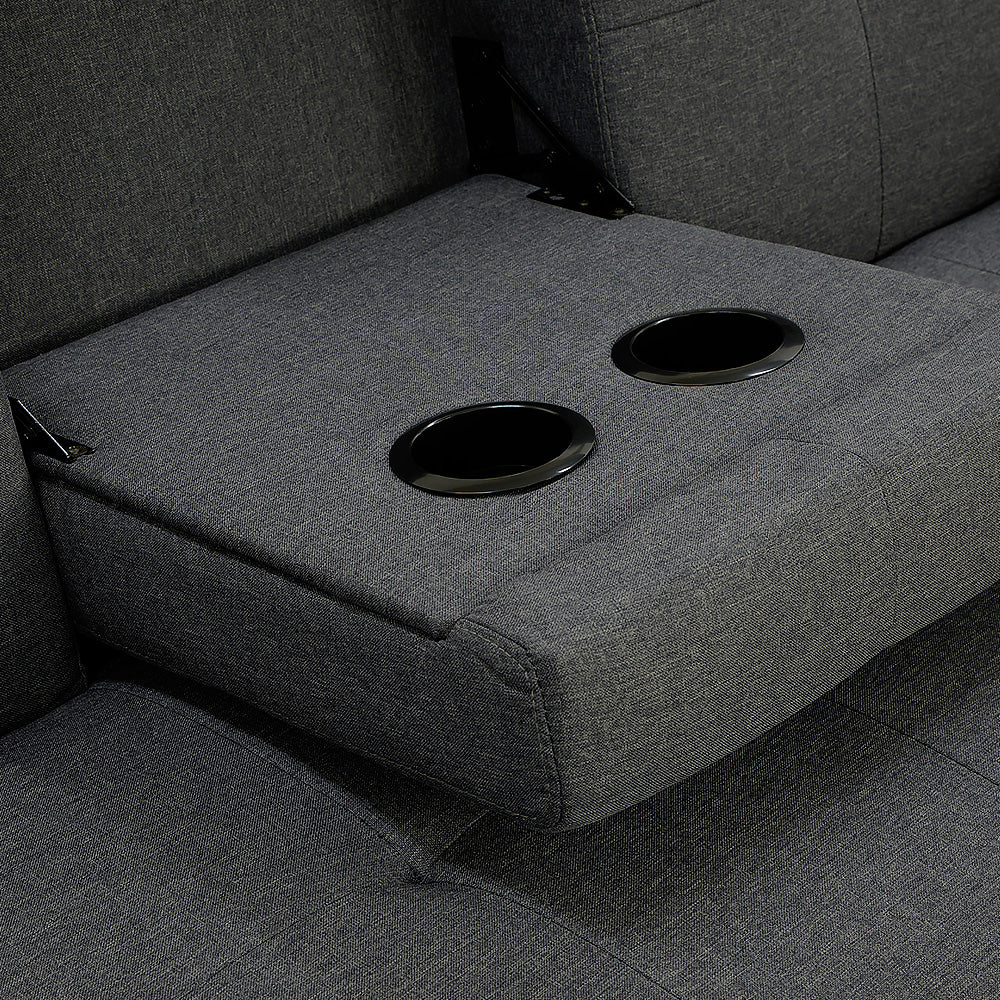 Braneit™ Sarantino Rochester Linen Fabric Sofa Bed – Dark Grey Futon Lounge Couch