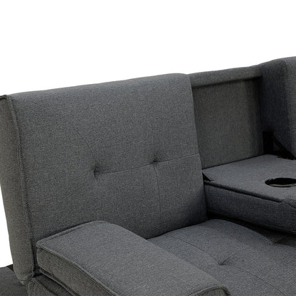 Braneit™ Sarantino Rochester Linen Fabric Sofa Bed – Dark Grey Futon Lounge Couch