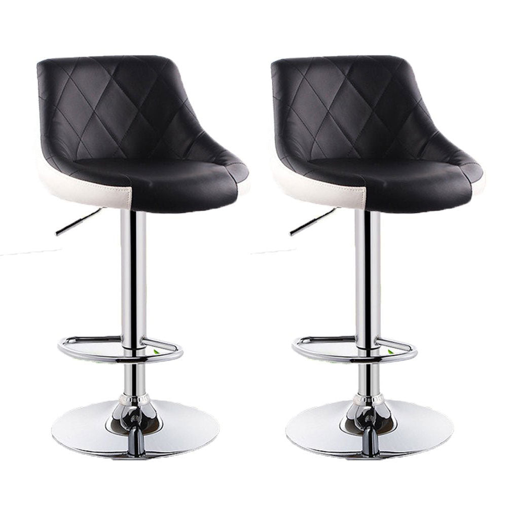 Braneit™ Bar Stools Kitchen Bar Stool Leather Barstools Swivel Gas Lift Counter Chairs x2 BS8403 Black