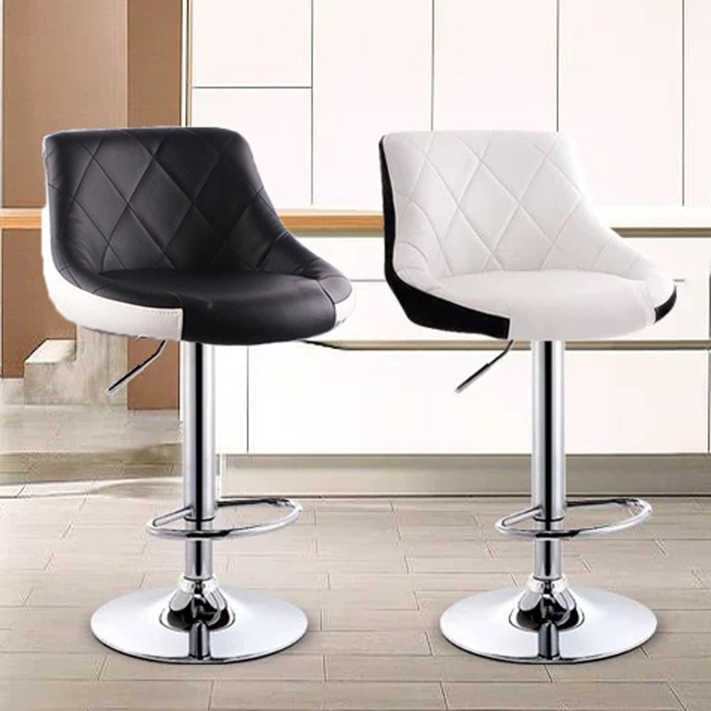 Braneit™ Bar Stools Kitchen Bar Stool Leather Barstools Swivel Gas Lift Counter Chairs x2 BS8403 Black