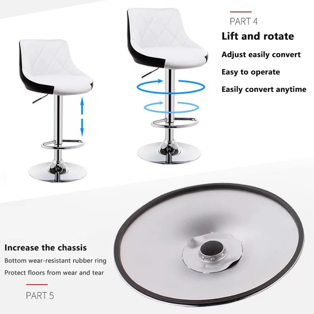 Braneit™ Bar Stools Kitchen Bar Stool Leather Barstools Swivel Gas Lift Counter Chairs x2 BS8403 Black